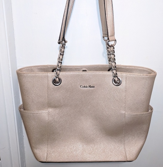 Calvin Klein Handbags - Calvin Klein Champagne Leather Handbag